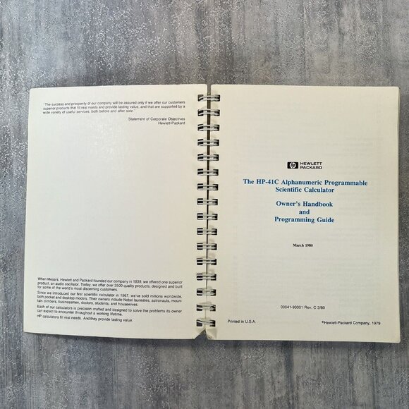 HP-41C Owner's Handbook Programming Guide Hewlett Packard Rev C Mar 1980 - Picture 3 of 5